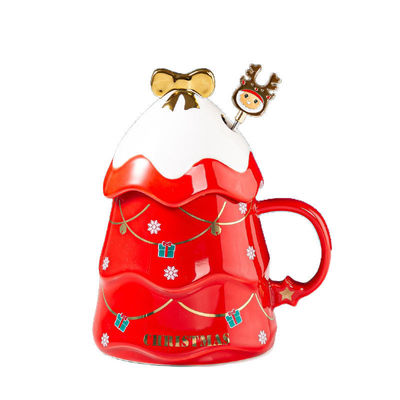 Une tasse de Noël en céramique de luxe avec un couvercle de 400 ml