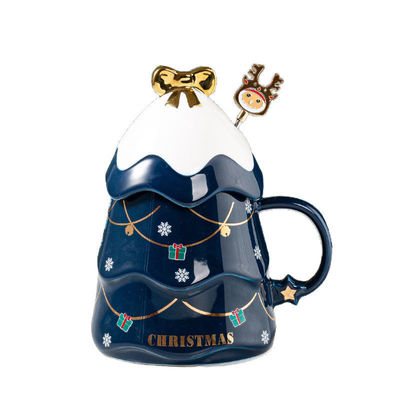 Une tasse de Noël en céramique de luxe avec un couvercle de 400 ml