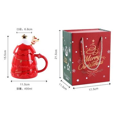 Une tasse de Noël en céramique de luxe avec un couvercle de 400 ml