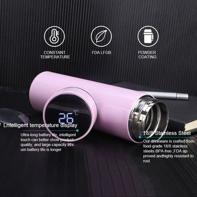 Normalement Intelligente Digitale Thermomètre à vide à vide isolée 500 ml Bouteille d'eau en acier inoxydable Couleur aléatoire