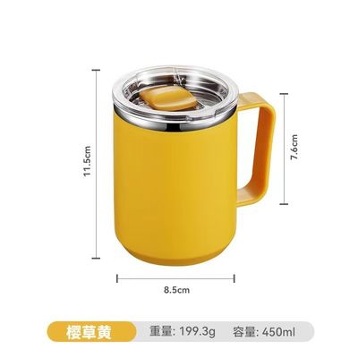 Une tasse de café en acier inoxydable à double paroi isolée avec couvercle