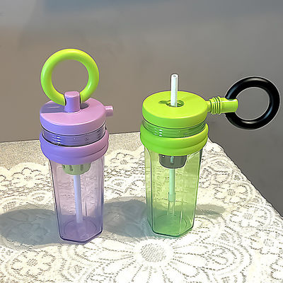 Coupe de voyage avec paille 700 ml Bouteille transparente thermique portable à grande capacité