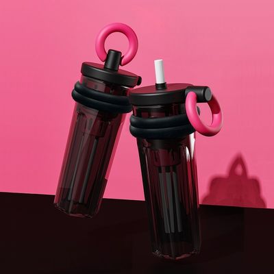 Coupe de voyage avec paille 700 ml Bouteille transparente thermique portable à grande capacité