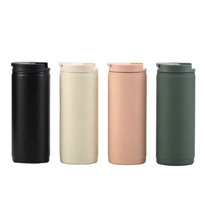 Portable 400 ml double paroi en acier inoxydable isolation tasse de café avec couvercle style sport étanche à déversement tasse Tumbler rose