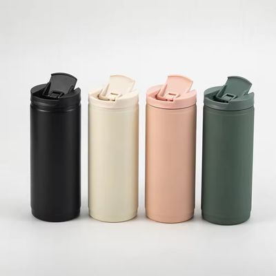 Portable 400 ml double paroi en acier inoxydable isolation tasse de café avec couvercle style sport étanche à déversement tasse Tumbler rose