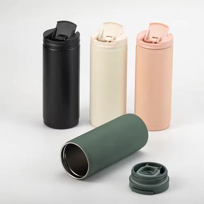 Portable 400 ml double paroi en acier inoxydable isolation tasse de café avec couvercle style sport étanche à déversement tasse Tumbler rose