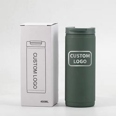 Portable 400 ml double paroi en acier inoxydable isolation tasse de café avec couvercle style sport étanche à déversement tasse Tumbler rose