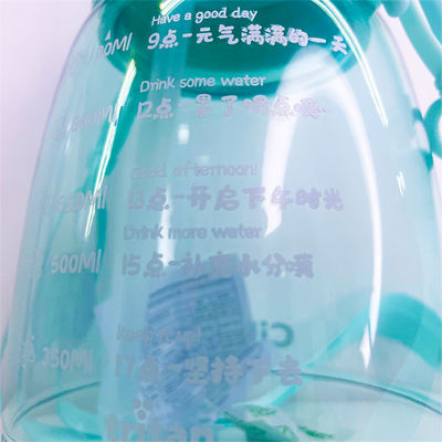 Accessoires Grippe à la main Bouteille d'eau de sport en plastique à boire sur mesure avec couvercle et paille