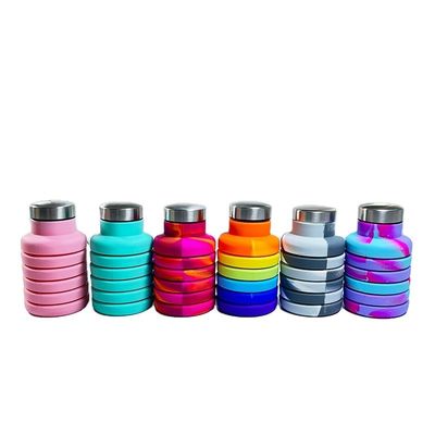 Conception contemporaine 500 ml bouteille d'eau pliable en silicone sans BPA pour les sports de plein air