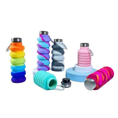 Conception contemporaine 500 ml bouteille d'eau pliable en silicone sans BPA pour les sports de plein air