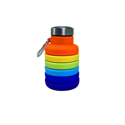 Conception contemporaine 500 ml bouteille d'eau pliable en silicone sans BPA pour les sports de plein air