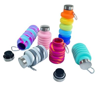 Conception contemporaine 500 ml bouteille d'eau pliable en silicone pour unisexe Voyage Gym Sports