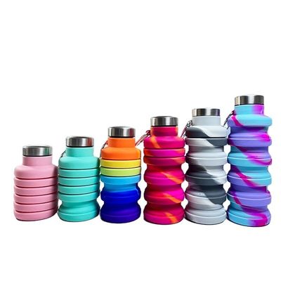 Logo personnalisé 500 ml Bouteille d'eau en silicone pour les vacances Gym Sports BPA gratuit Coupe étudiant