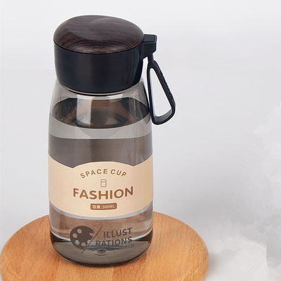 Impression transparente de logo 380 ml simple bouteille d'eau en plastique portable pour les sports de plein air