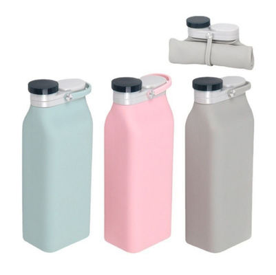 Bouteille d'eau pliable en silicone avec paille Couleur personnalisée acceptable