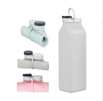 Bouteille d'eau pliable en silicone avec paille Couleur personnalisée acceptable