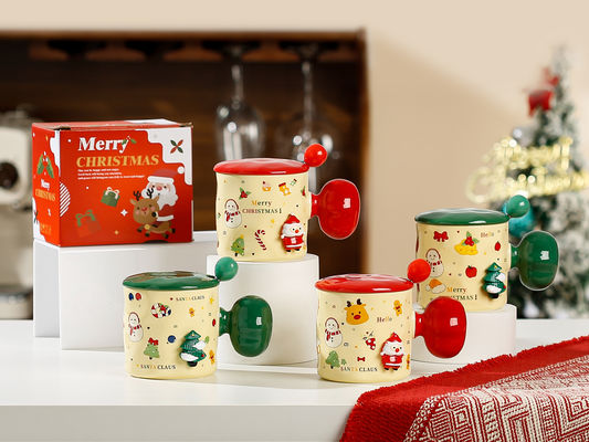 Couvercle cadeau tasse de Noël 3D de haute beauté avec cuillère de sublimation