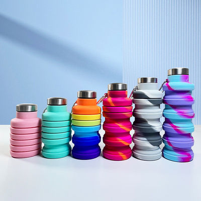 Bouteille de sport en plein air Bouteilles d'eau en silicone de couleur recyclables mignonnes avec logo personnalisé