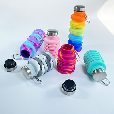 Bouteille de sport en plein air Bouteilles d'eau en silicone de couleur recyclables mignonnes avec logo personnalisé