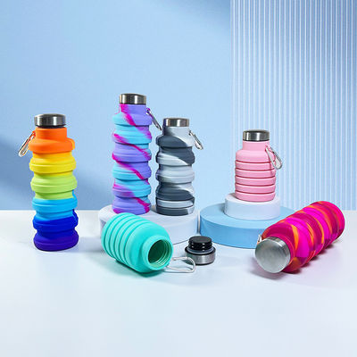 Bouteille de sport en plein air Bouteilles d'eau en silicone de couleur recyclables mignonnes avec logo personnalisé