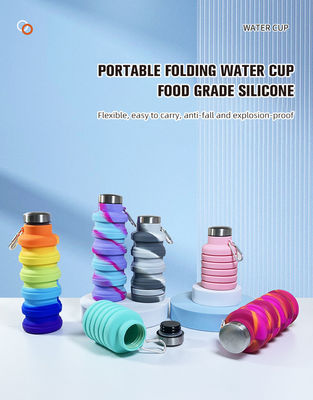 Bouteille de sport en plein air Bouteilles d'eau en silicone de couleur recyclables mignonnes avec logo personnalisé
