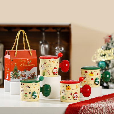 Coupe en céramique sur mesure à sublimation cadeau de tasse de Noël 3D réutilisable avec couvercle et cuillère