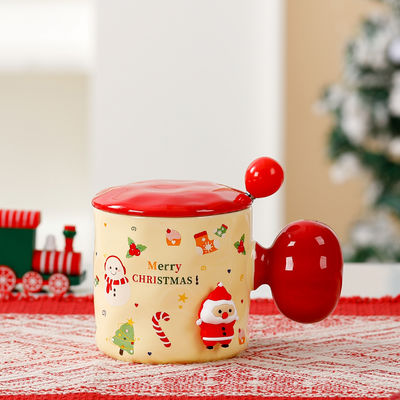 Coupe en céramique sur mesure à sublimation cadeau de tasse de Noël 3D réutilisable avec couvercle et cuillère