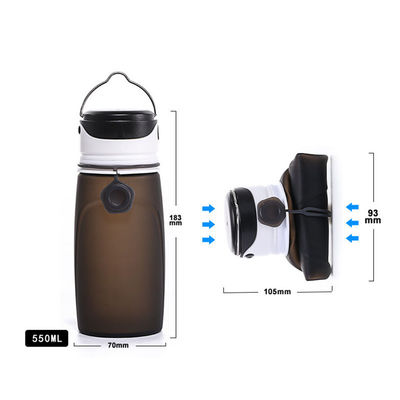550ml Bpa libre clair sublimation Collable Gym Sport Enfants Bouteille d'eau en silicone avec lumière LED pour adultes