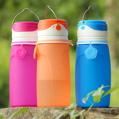 550ml Bpa libre clair sublimation Collable Gym Sport Enfants Bouteille d'eau en silicone avec lumière LED pour adultes