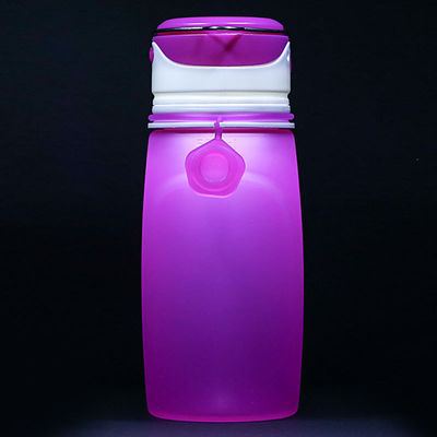 550ml Bpa libre clair sublimation Collable Gym Sport Enfants Bouteille d'eau en silicone avec lumière LED pour adultes