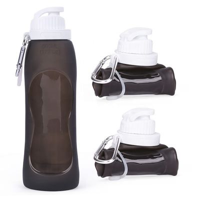Bouteille d'eau pliable en silicone équipée d'un revêtement anticorrosion pour le sport et les voyages