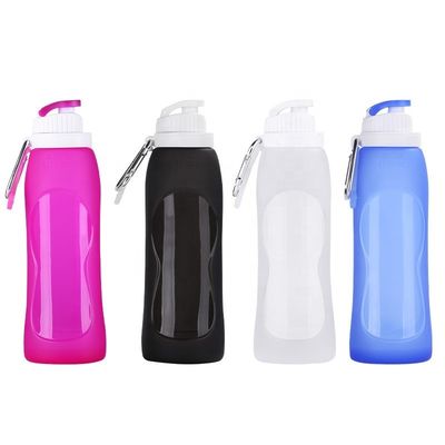 Bouteille d'eau pliable en silicone équipée d'un revêtement anticorrosion pour le sport et les voyages