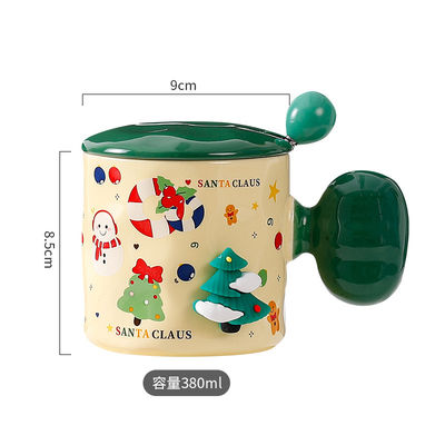 Cadeau de tasse de Noël en céramique directement 380ml tasses de café à dessins animés avec conception de logo personnalisé