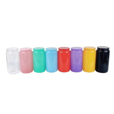 Bouteille de verre à boire 16 oz de couleur à la mode Portable Forme pour l' eau de fruits gratuite