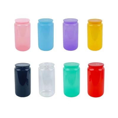 Bouteille de verre à boire 16 oz de couleur à la mode Portable Forme pour l' eau de fruits gratuite