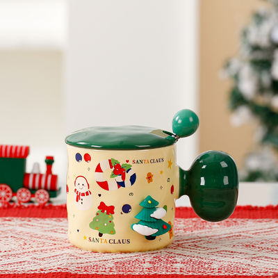 Coupe en céramique sur mesure sublimation avec couvercle et cuillère cadeau de tasse de Noël 3D