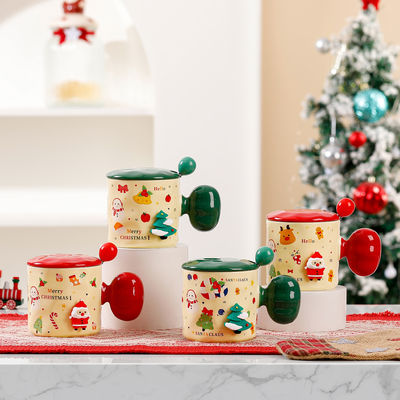 Coupe en céramique 3D de Noël sur mesure avec couvercle et cuillère 380 ml