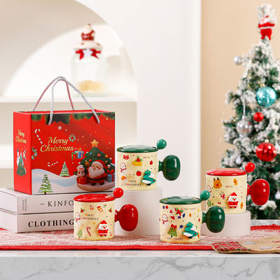 Coupe en céramique 3D de Noël sur mesure avec couvercle et cuillère 380 ml