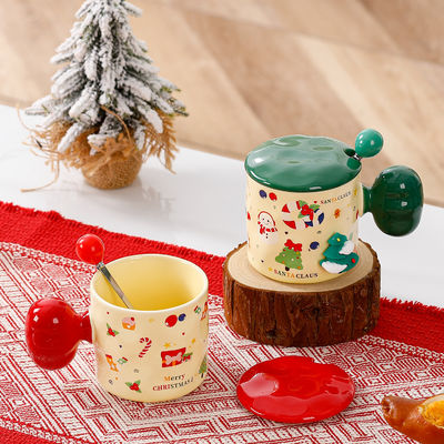 Coupe en céramique 3D de Noël sur mesure avec couvercle et cuillère 380 ml