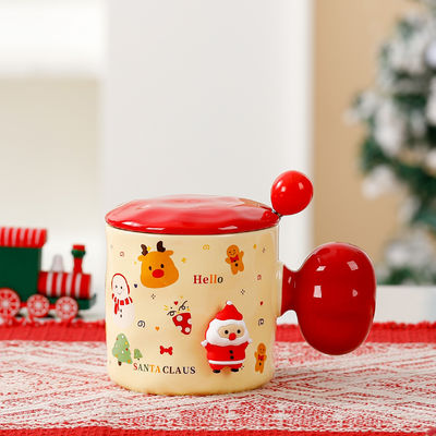 Coupe en céramique 3D de Noël sur mesure avec couvercle et cuillère 380 ml