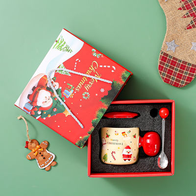 Coupe en céramique 3D de Noël sur mesure avec couvercle et cuillère 380 ml