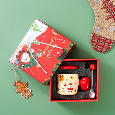 Coupe en céramique 3D de Noël sur mesure avec couvercle et cuillère 380 ml
