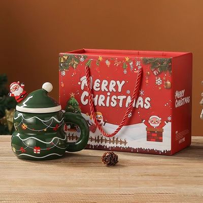 1 pièce garantie tasse de Noël en céramique avec logo personnalisé et cuillère