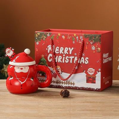 Porcelaine tasse de Noël Luxe cadeau ensemble avec cuillère boisson type tasses Fête d'occasion