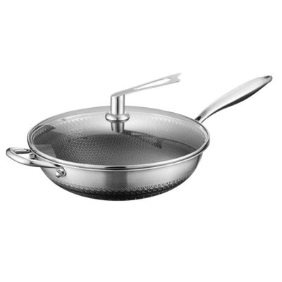 Logo d'impression sur mesure Wok en acier inoxydable Convient pour le poêle et la cuisine écologique