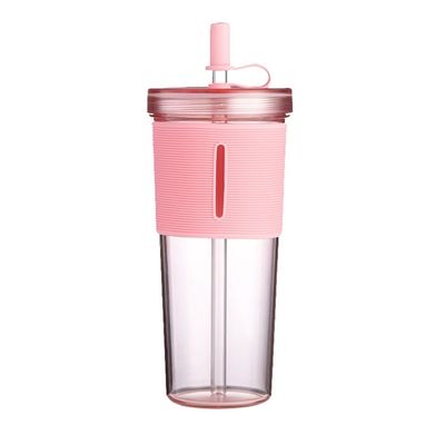 Coupe à eau de paille de grande capacité résistante à la chaleur avec couvercle en silicone transparent