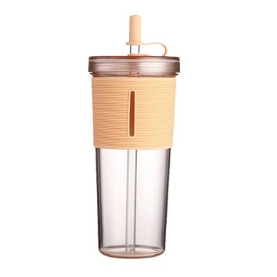 Coupe à eau de paille de grande capacité résistante à la chaleur avec couvercle en silicone transparent