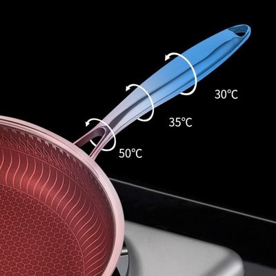 Pans à frire en acier inoxydable à honeycomb non collant avec couvercle en verre pour poêle à usage général