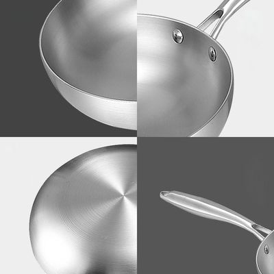 Poêle à frire en acier inoxydable pour ménage contemporain pour cuisinières à induction et poêles à gaz