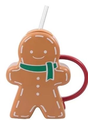 Coupe en céramique de Noël en forme de pain d'épice, tasse cadeau, tasse à café pour boissons durables